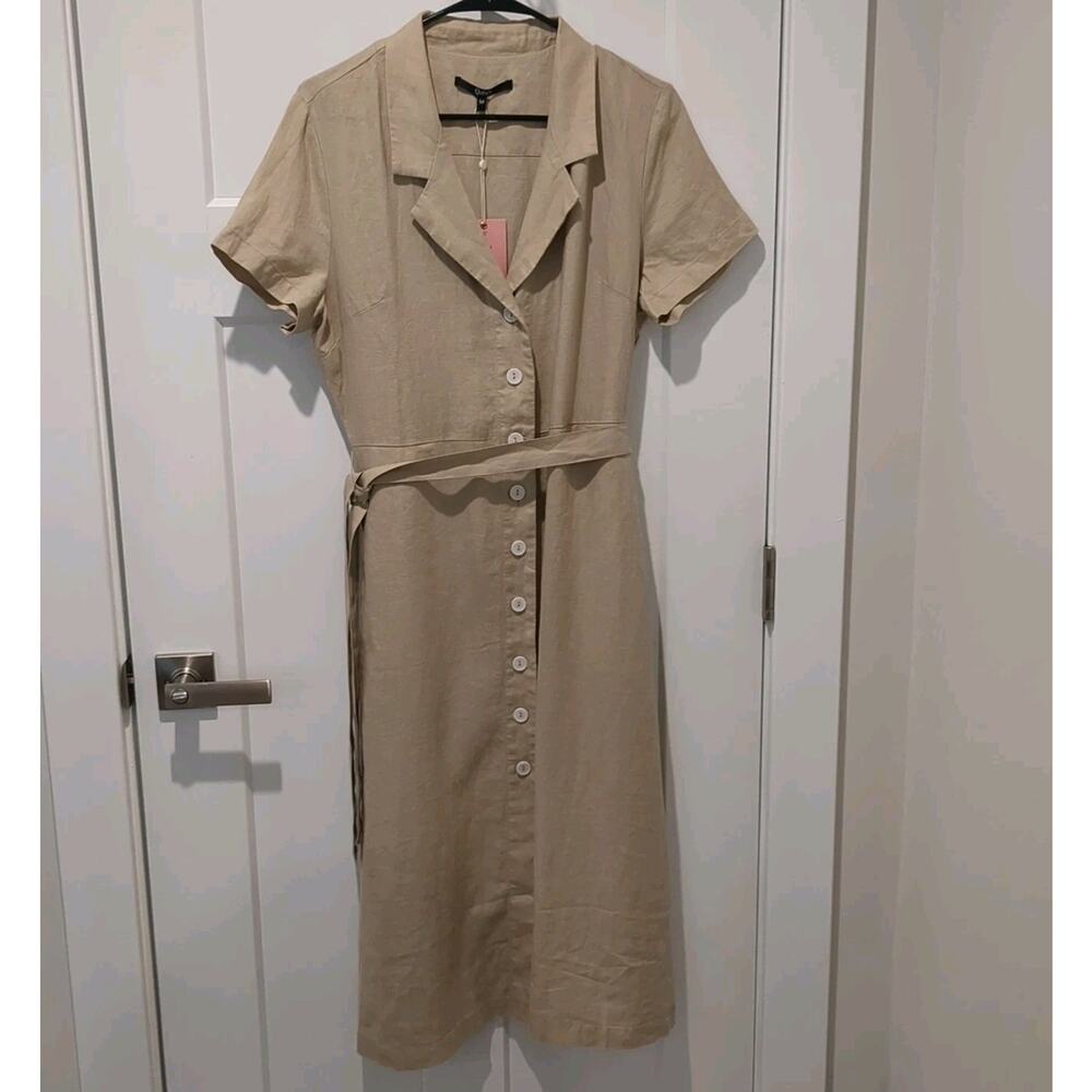 Quince Women’s 100% Linen Short Sleeve Shirt Dress Size Medium NWT - Picture 4 of 14